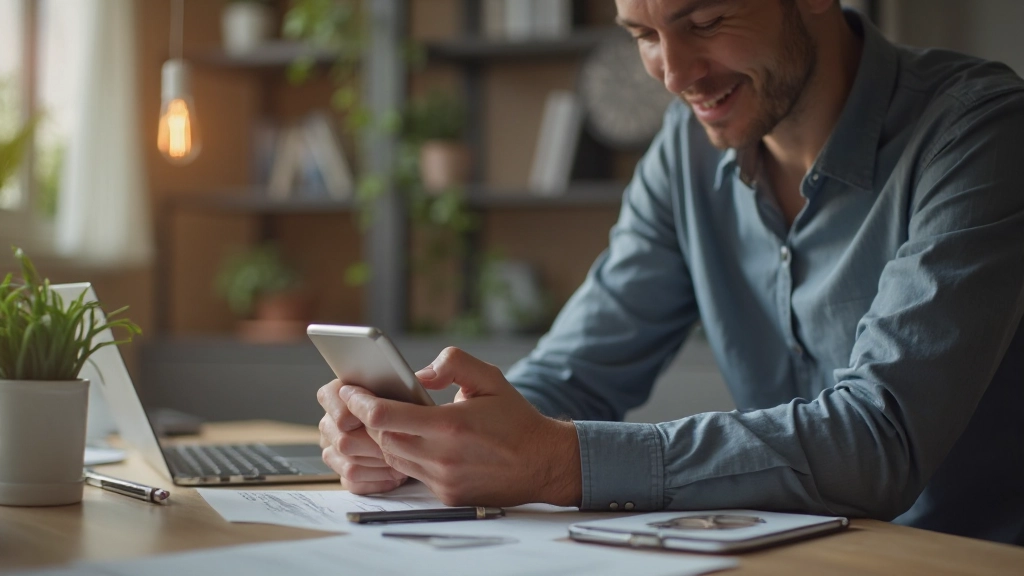 Человек сравнивает тарифы мобильной связи и интернета на смартфоне